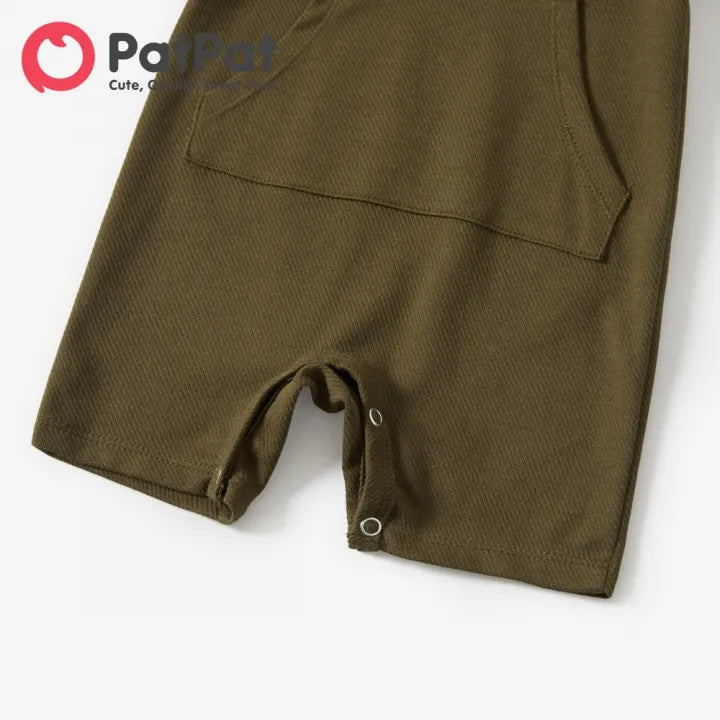 Baby Army Green Pullover Hoodie  Tank Romper