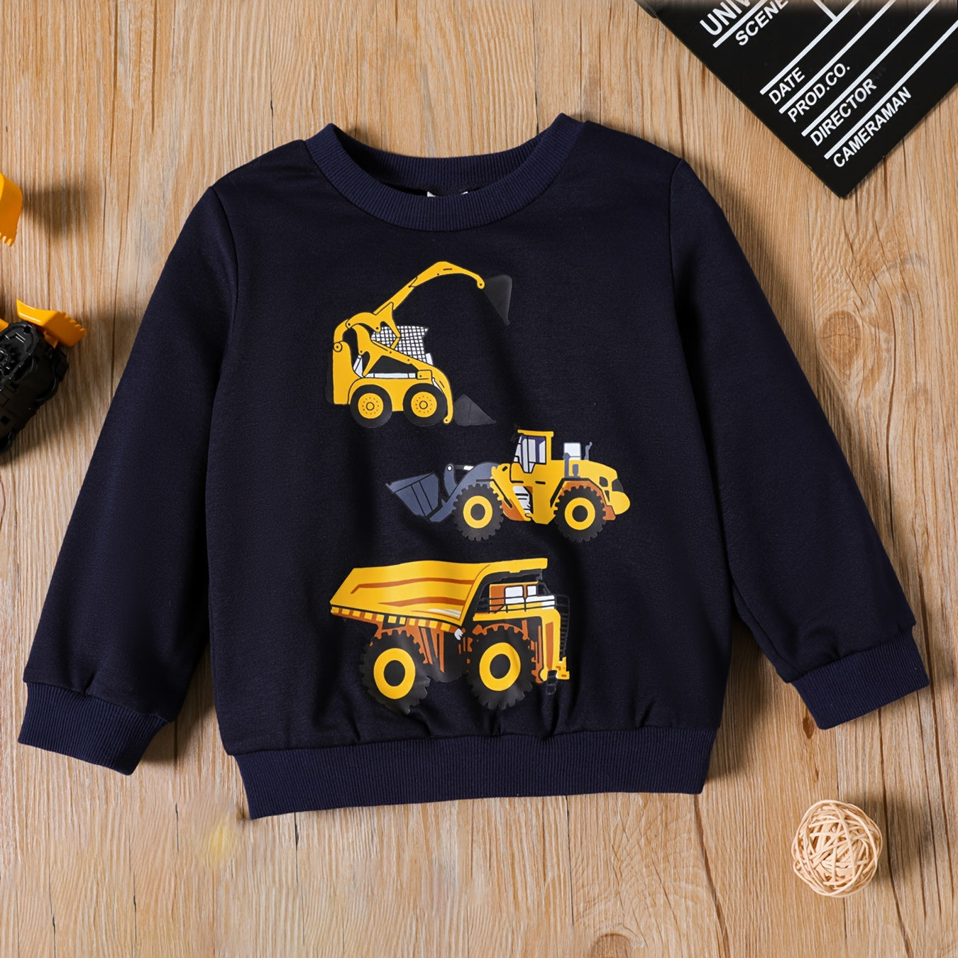kids sweatshirt with excavator print for boys - keep in warm