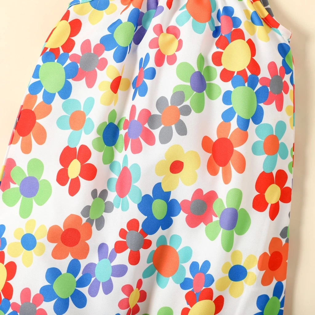 Girl cotton fashion flower jumpsuit