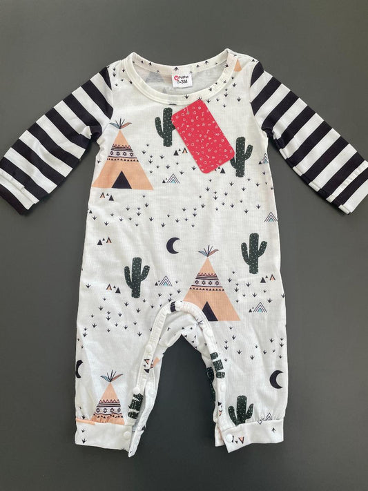 Desert Print Long-Sleeve Baby Sleeper Romper