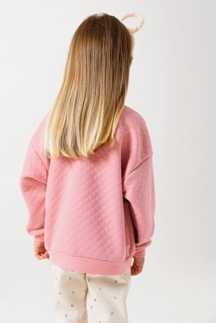 Quilted Pink ‘Spooky Mini’ Sweatshirt – Ghost Graphic Crew for Kids