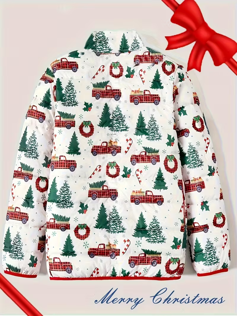 Lightweight Christmas Outdoor Set for Dad and Kids, Autumn/Winter, with Print