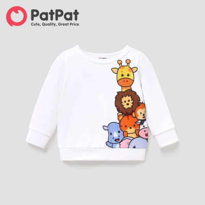 Animal-Stack Print Baby Boy Sweatshirt