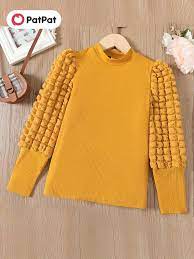 Preppy crew neck long sleeve knit top solid color