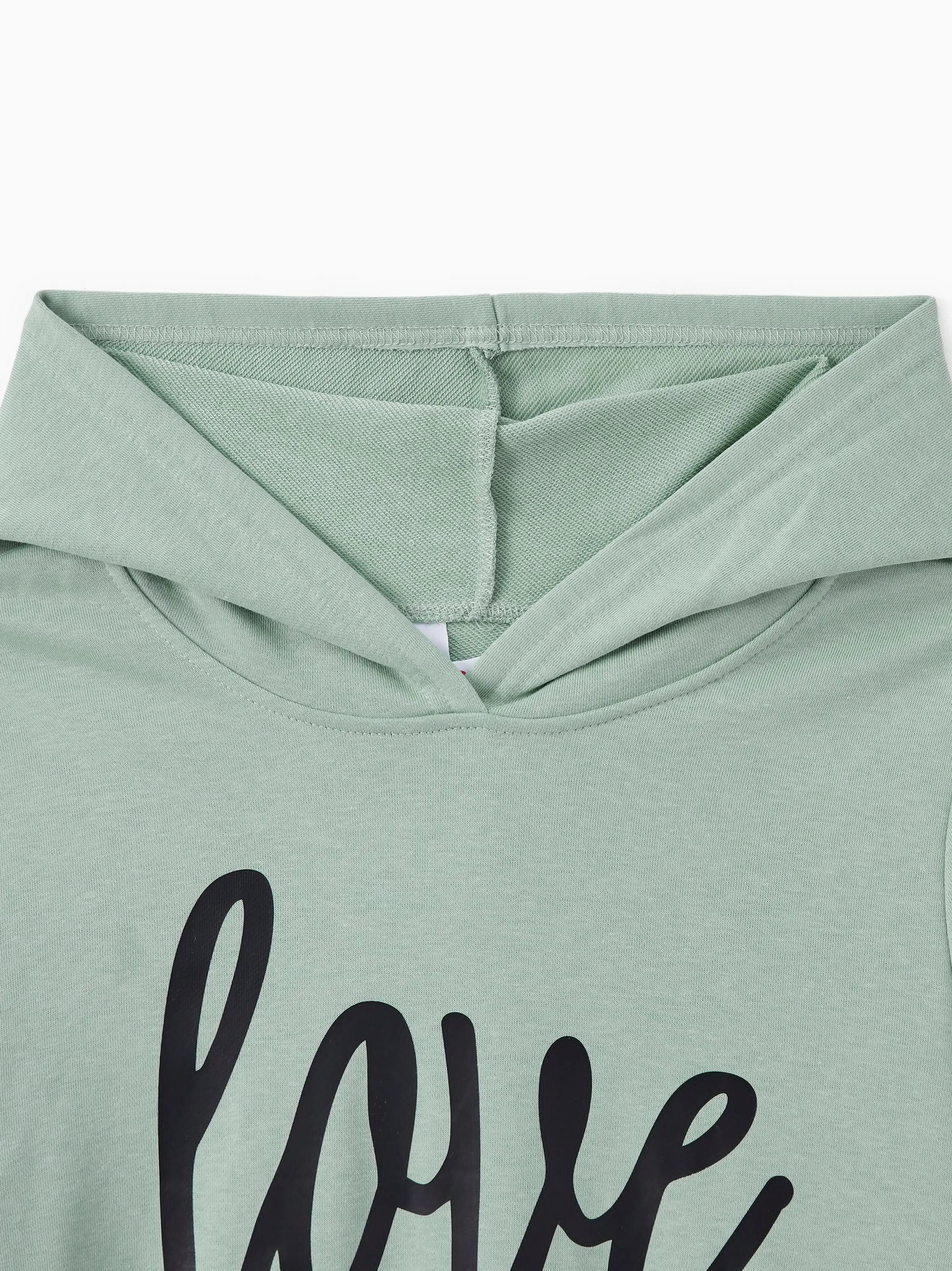 Love My Mini Sage-Green Long-Sleeve Hoodie Dress – Casual Mother-Daughter Matching Style