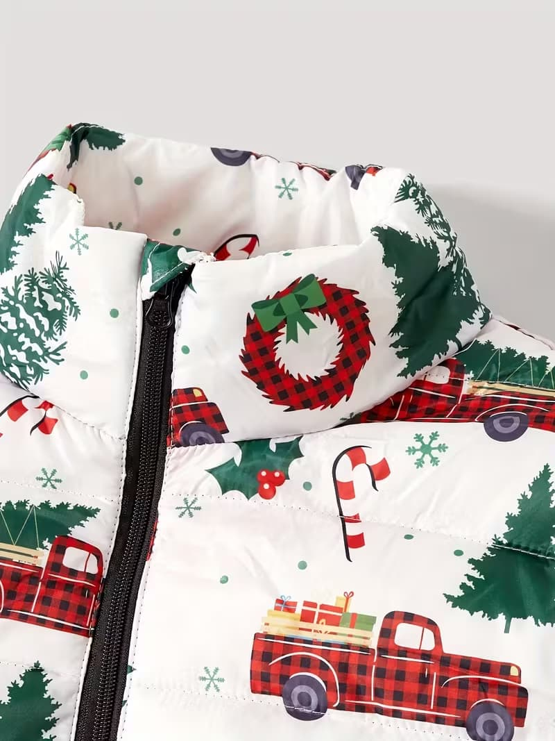 Lightweight Christmas Outdoor Set for Dad and Kids, Autumn/Winter, with Print