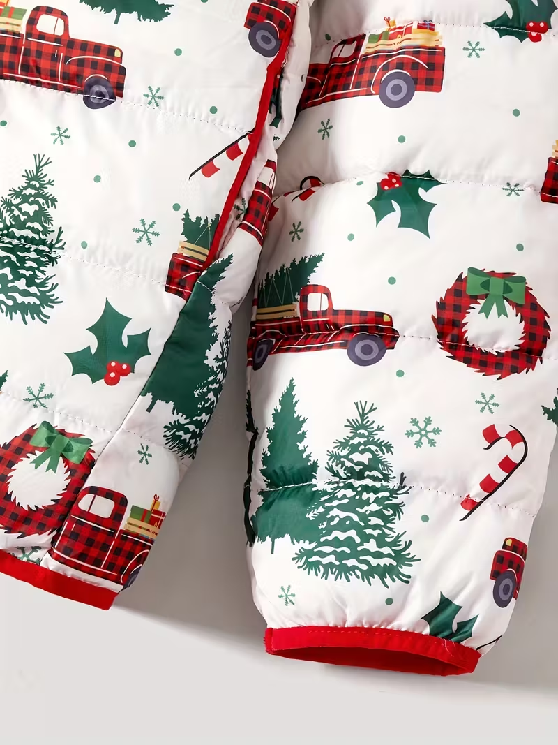 Lightweight Christmas Outdoor Set for Dad and Kids, Autumn/Winter, with Print