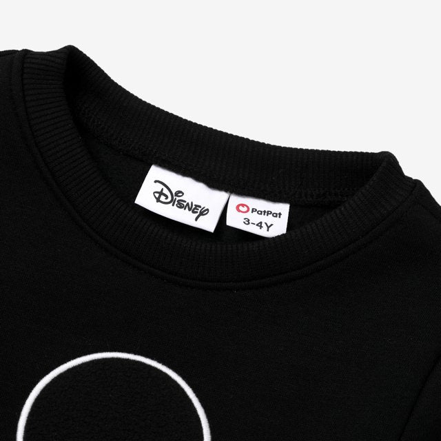 Kids Black Crewneck Sweatshirt with Classic Mickey Mouse Graphic