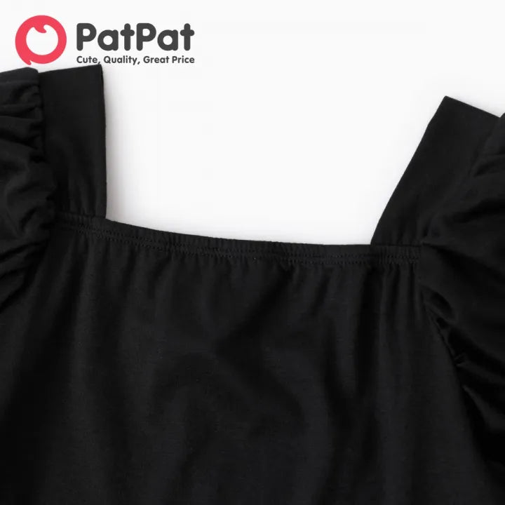 Kid Girl Puff-sleeve Square Neck Top
