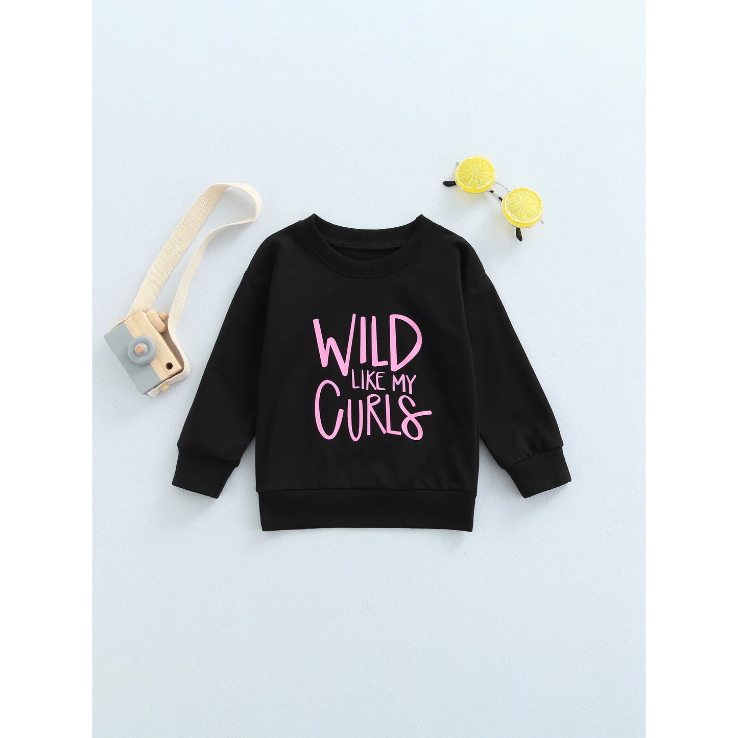 Wlid Like My Curls Letter Printed Pullover Sweatshirt Fall Winter Sweater Tops