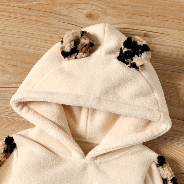 Toddler Girl Letter Leopard Print Fuzzy Fleece Sweatshirt Dress for girl