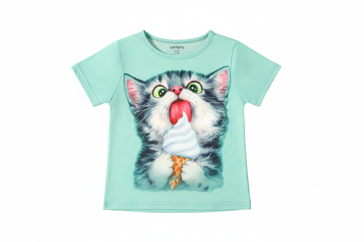 Short sleeve t-shirt with a cute cat print