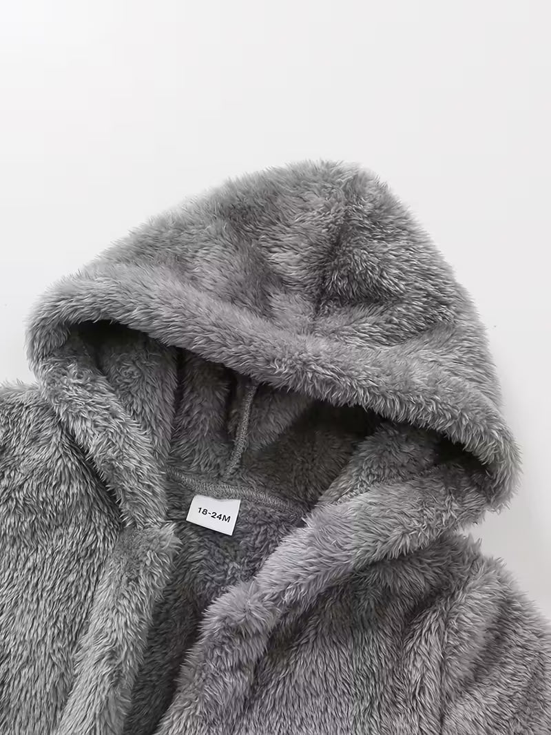 Basic Solid Color Polar Fleece Hooded Coat