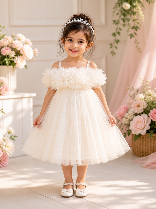 MiniMoccs Little Princess White Petal Dress(042LR)