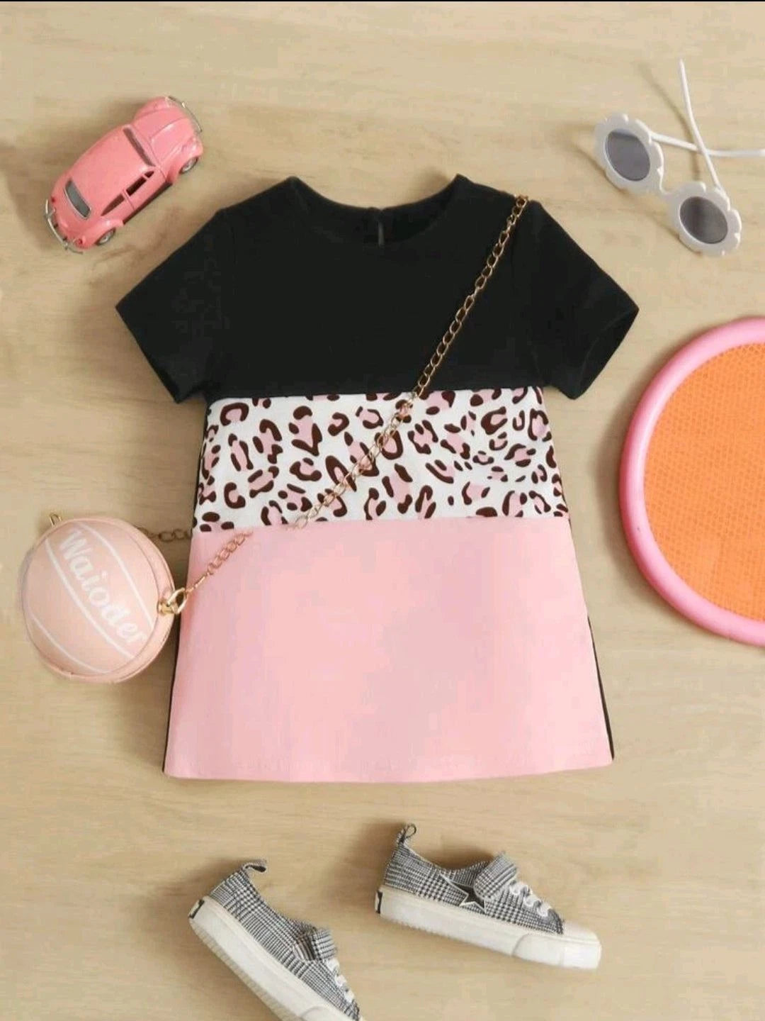 baby girls casual cute block leopard graphic Shirt