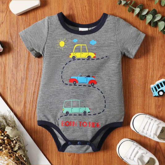 Vehicle Baby Boy Cartoon Romper