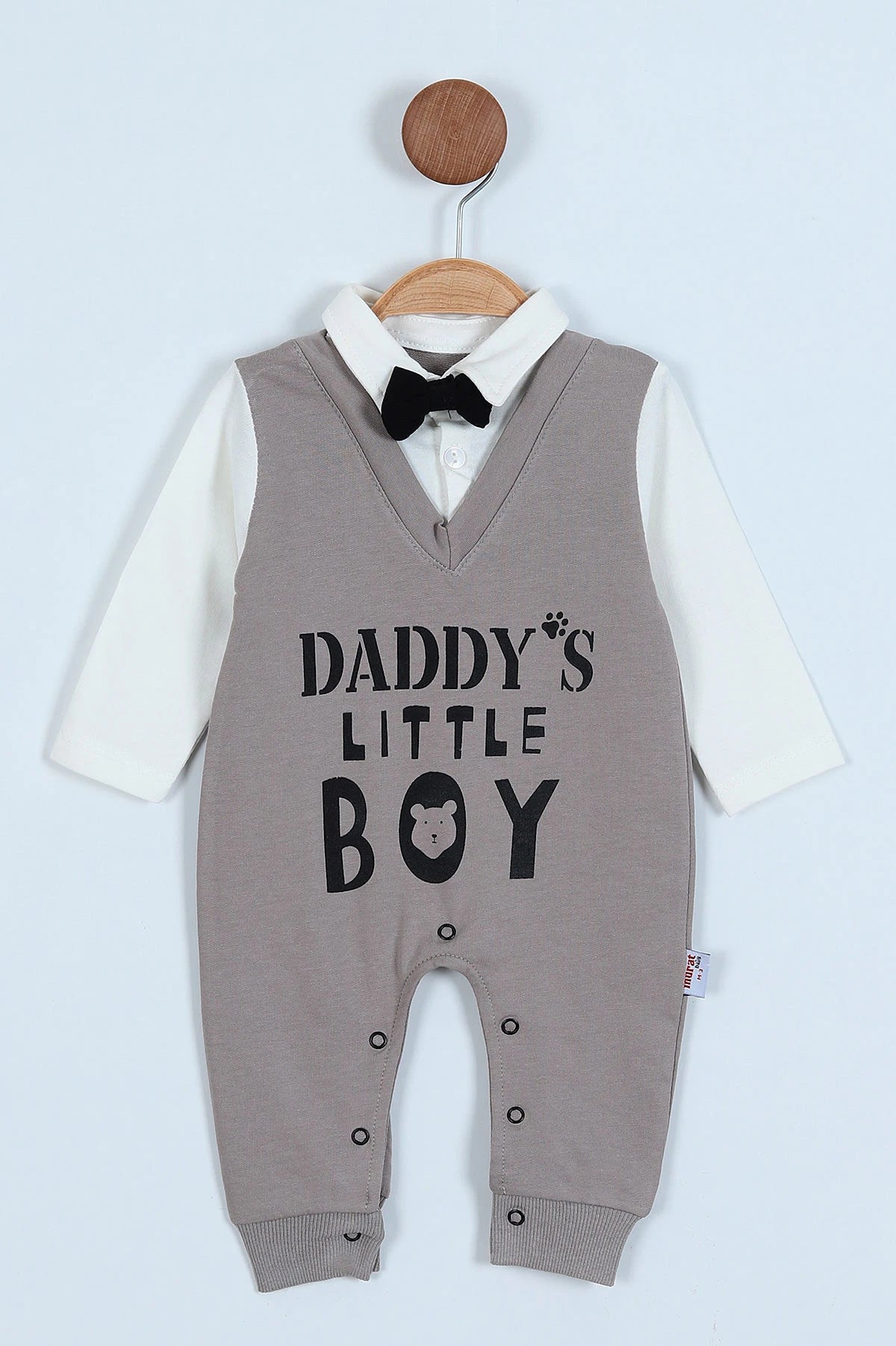 Printed Baby Boy Romper with Bow Tie