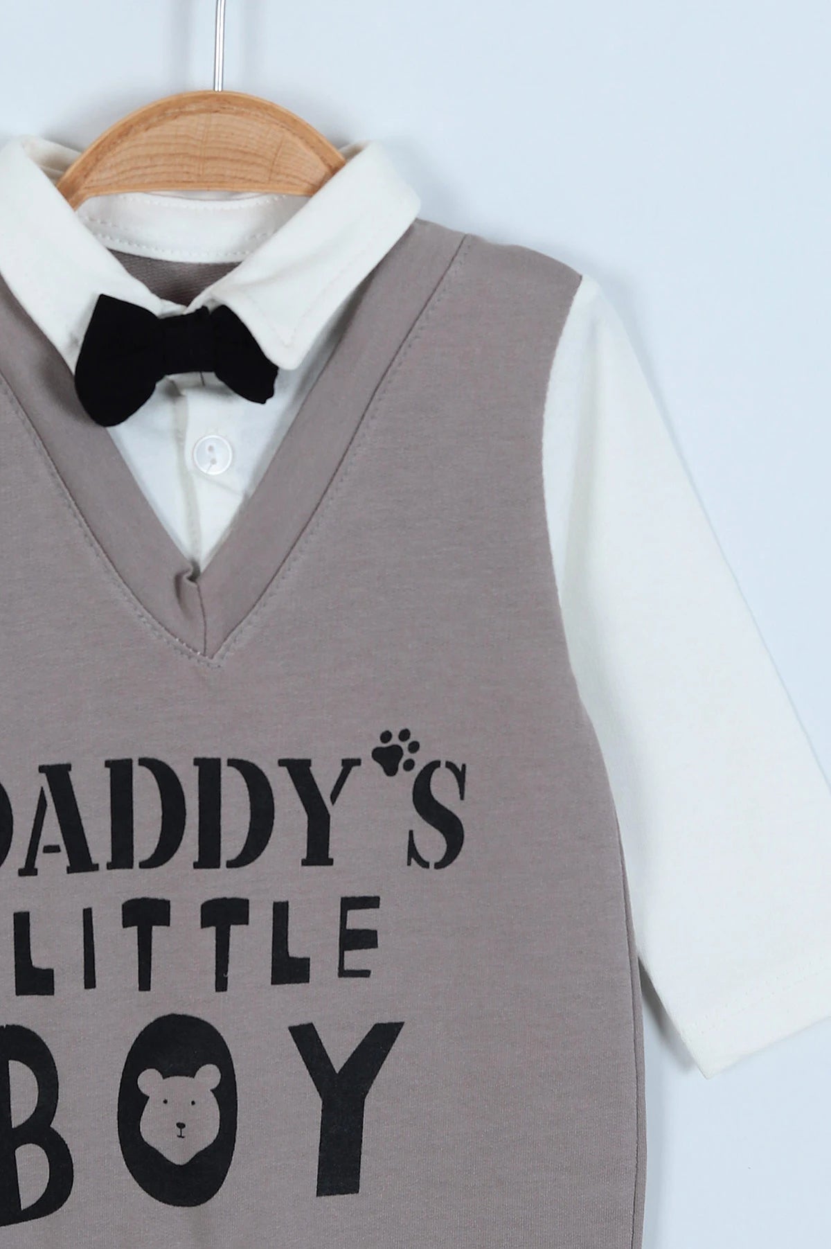 Printed Baby Boy Romper with Bow Tie