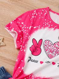 kid girl cartoon donut & victory print tie dye short sleeve t-shirt