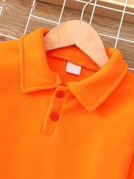 Autumn Polo Shirt for Boys with Mid-High Neck, Warm Collar and Long Sleeves / Unisex Fleece Sweatshirt, Solid Color, Modern and Versatile for Children