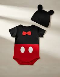 Red & Black Mouse-Inspired Baby Romper with Bow Tie