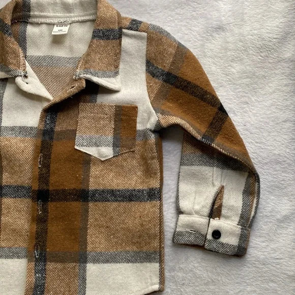 Toddler Boys Plaid Patched Pocket Coat