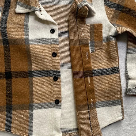 Toddler Boys Plaid Patched Pocket Coat