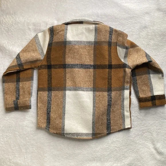 Toddler Boys Plaid Patched Pocket Coat