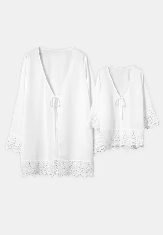 Cover up White Chiffon Cardigan