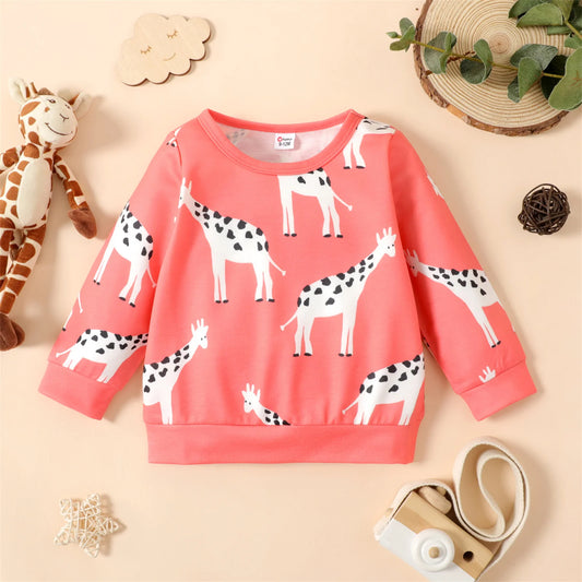 Winter Giraffe Print Long sleeve Sweatshirt