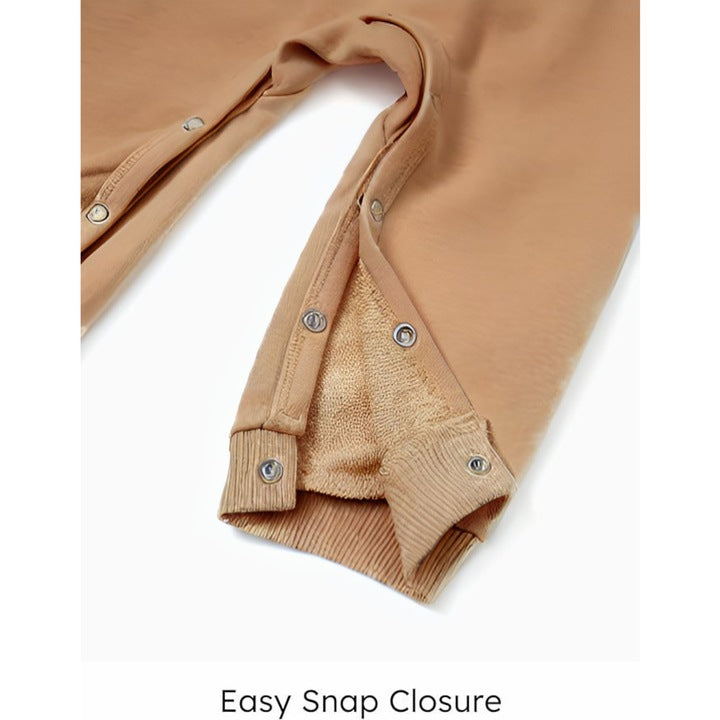 Baby Bodysuit, Cotton, Long Sleeves, Round Neck, Brown, Beige and Black Colorblock Design