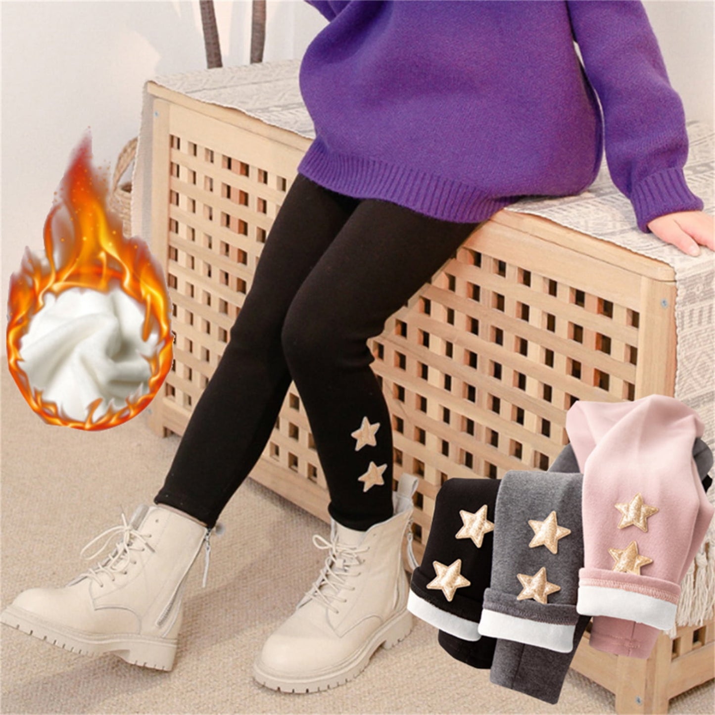 Girl Glitter Stars Embroidered Leggings