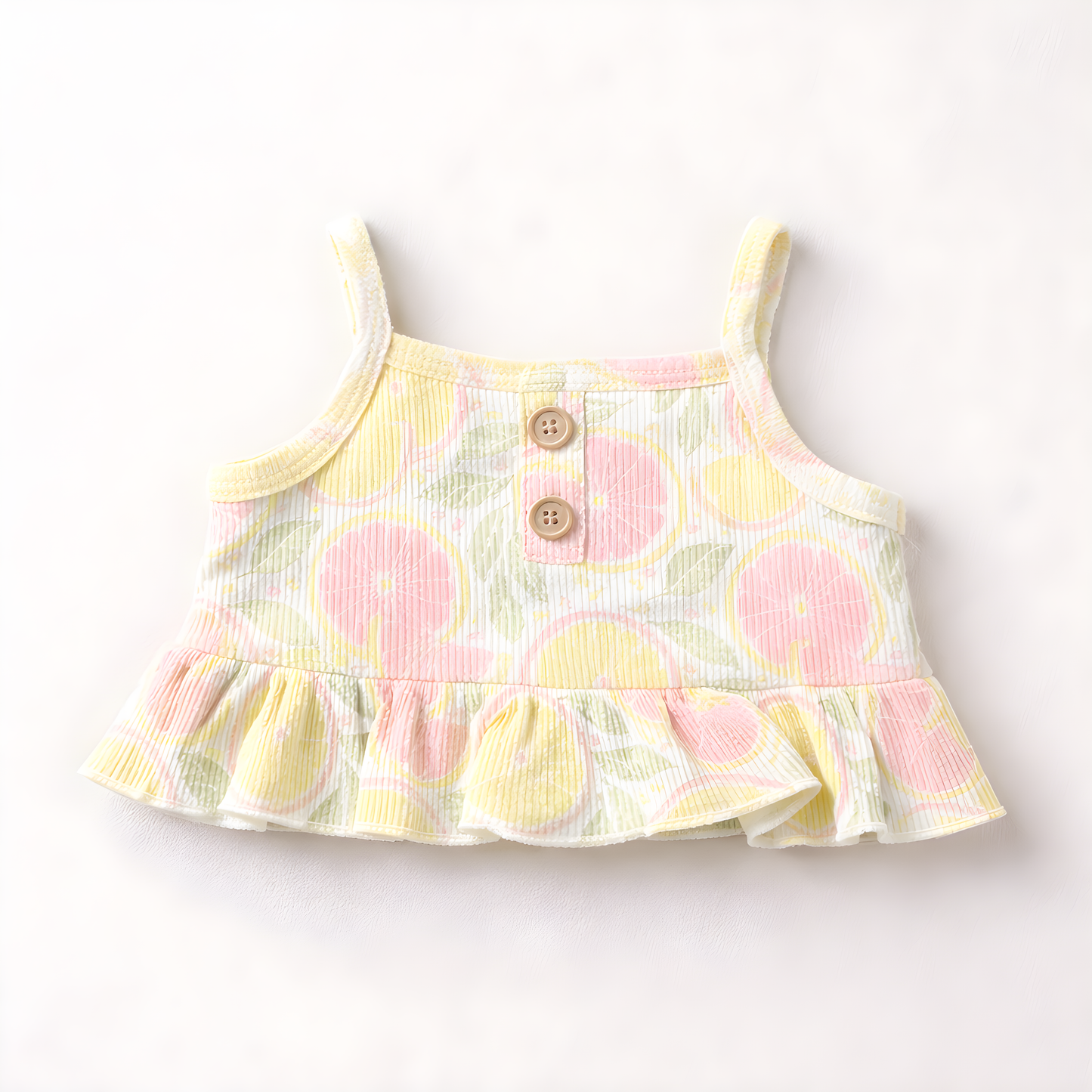3-Piece Baby Girl 100% Cotton Lemon Print Summer Outfit Set with Matching Headband 042LH