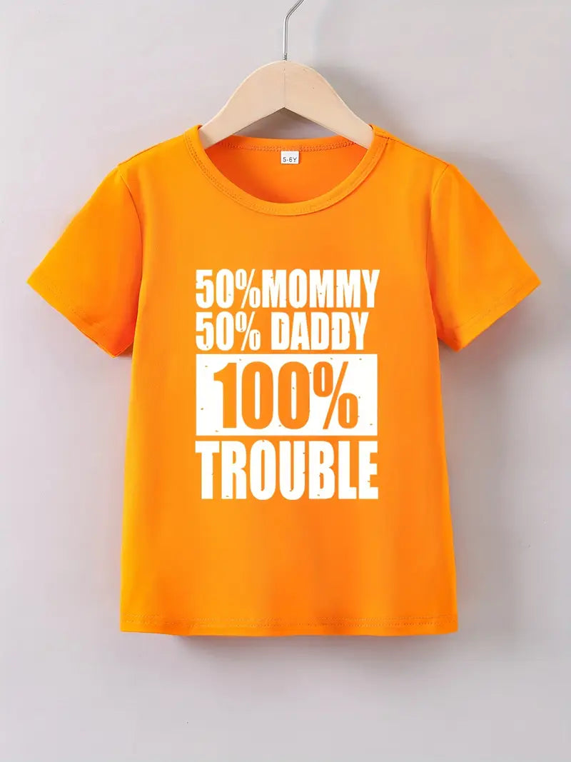 Boys funny letters printed shirt sleeves t-shirt