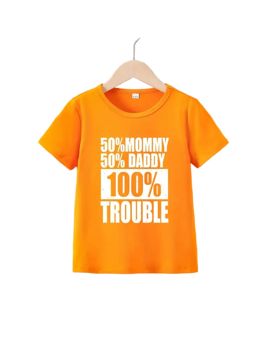 Boys funny letters printed shirt sleeves t-shirt