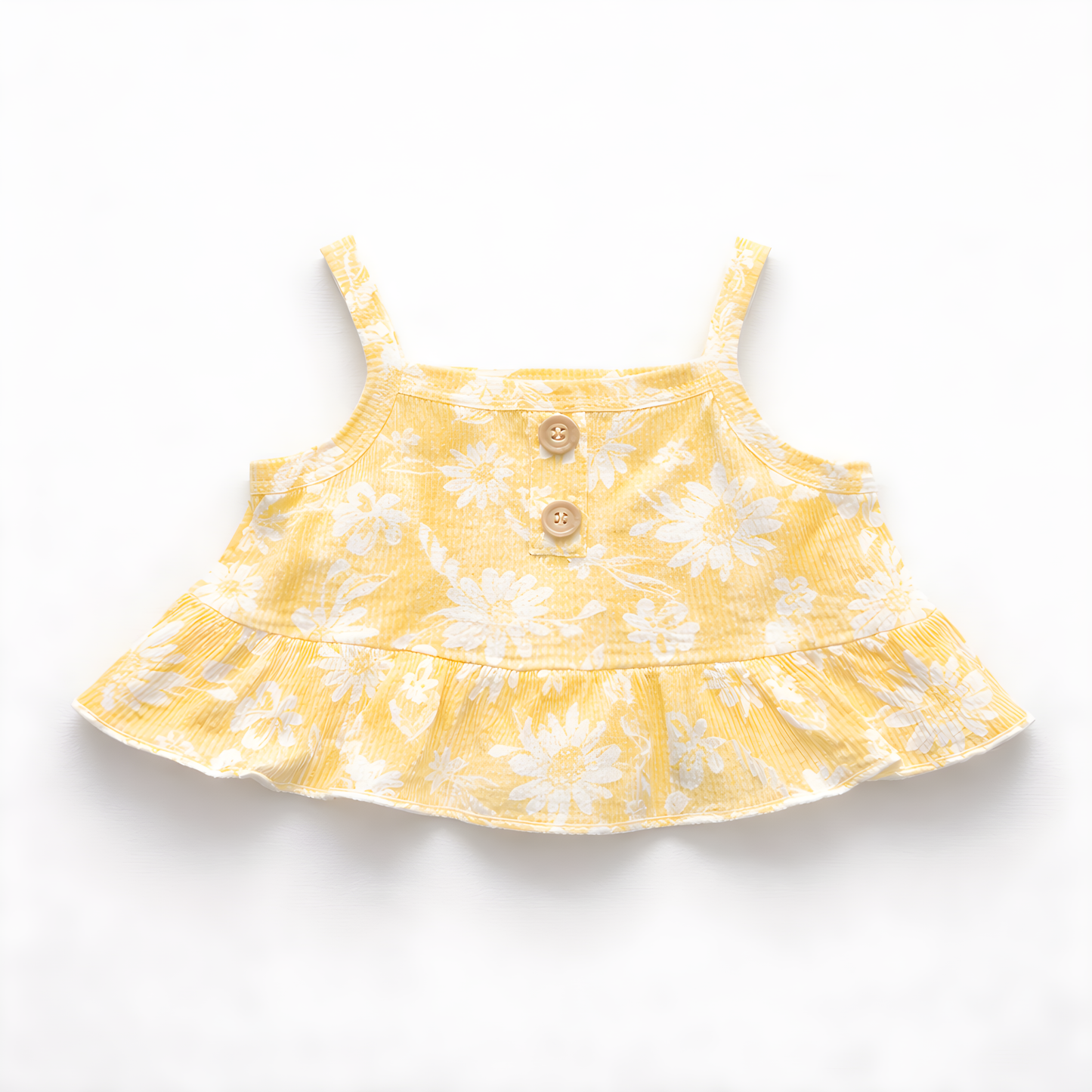 3-Piece Baby Girl 100% Cotton Summer Outfit Set with Matching Headband | Yellow Floral Top & Bloomers 042LH