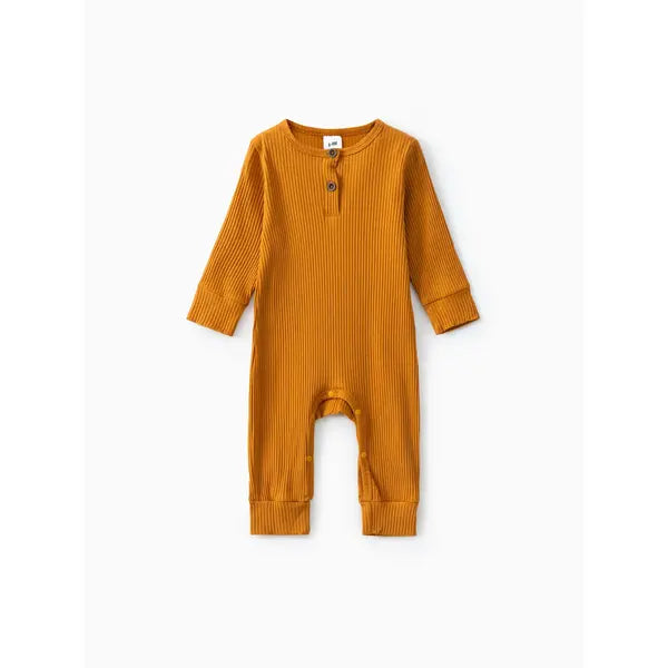 Cotton Ribbed Button Up Jumpsuit Ginger