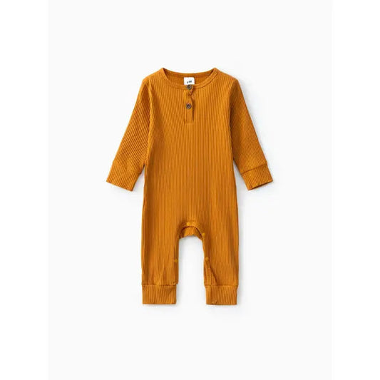 Cotton Ribbed Button Up Jumpsuit Ginger