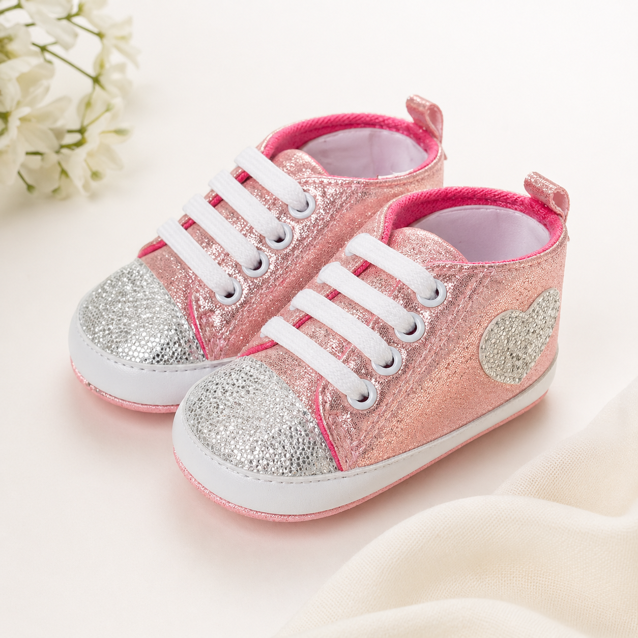 Baby Girls Pink Glitter Sneakers
(042LR)