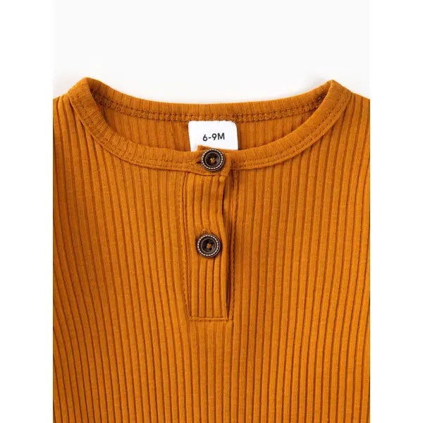 Cotton Ribbed Button Up Jumpsuit Ginger