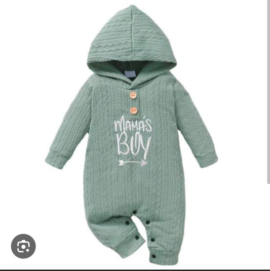 Mama's Boy Waffle Texture Hooded Jumpsuit