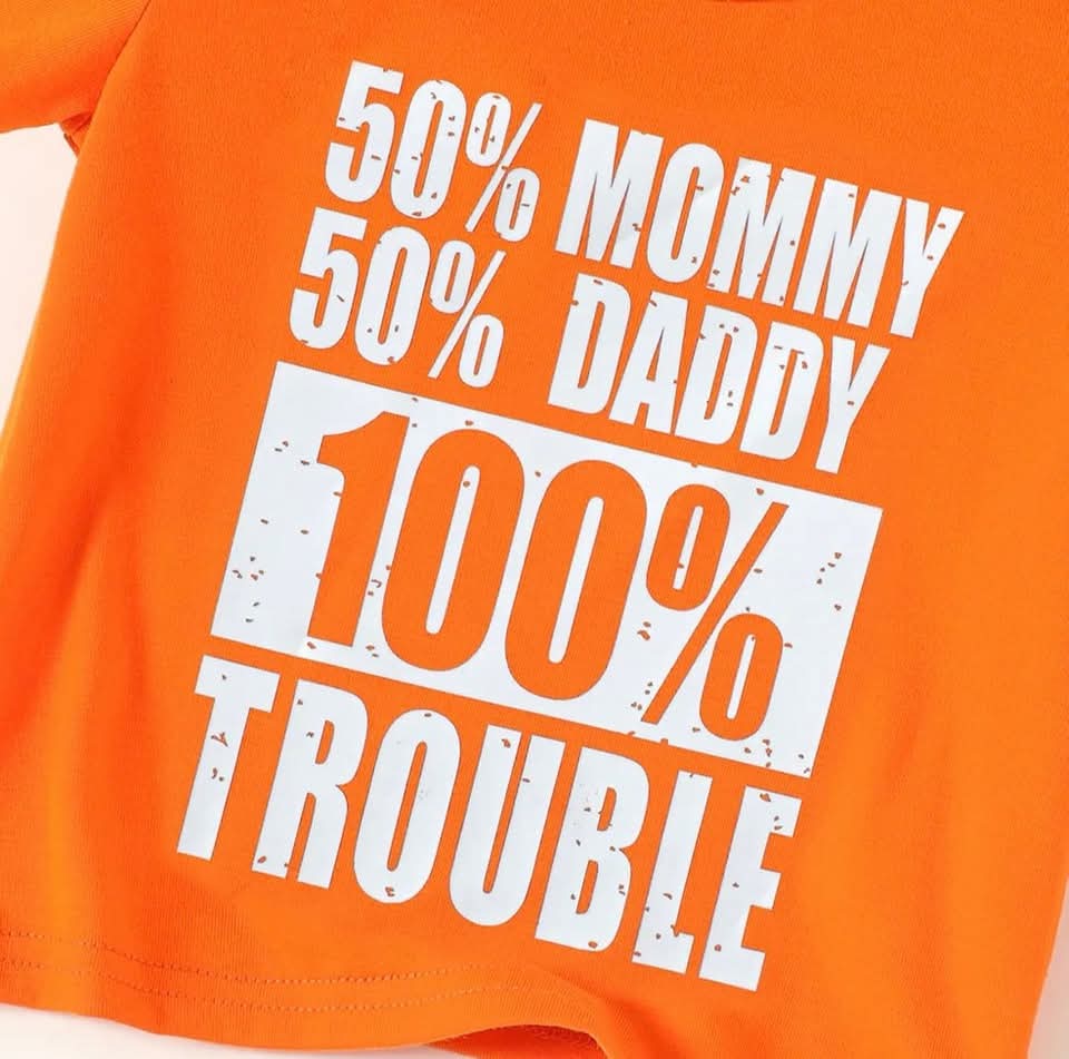 Boys funny letters printed shirt sleeves t-shirt