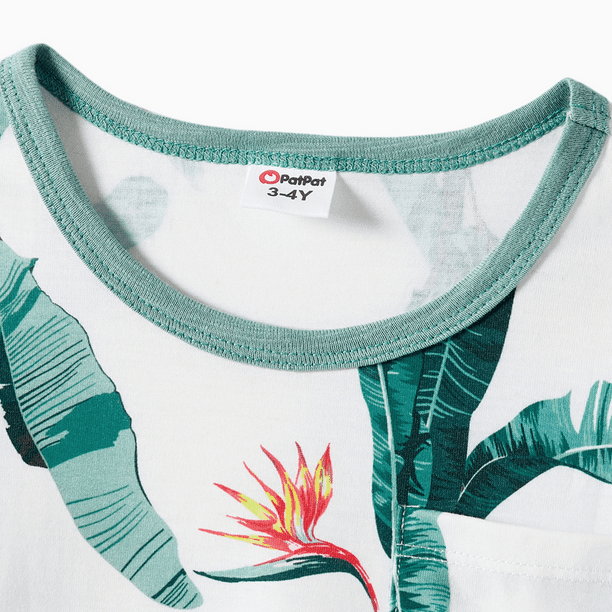 Plant Print Panel Ruffle Hem Tank t-shirt