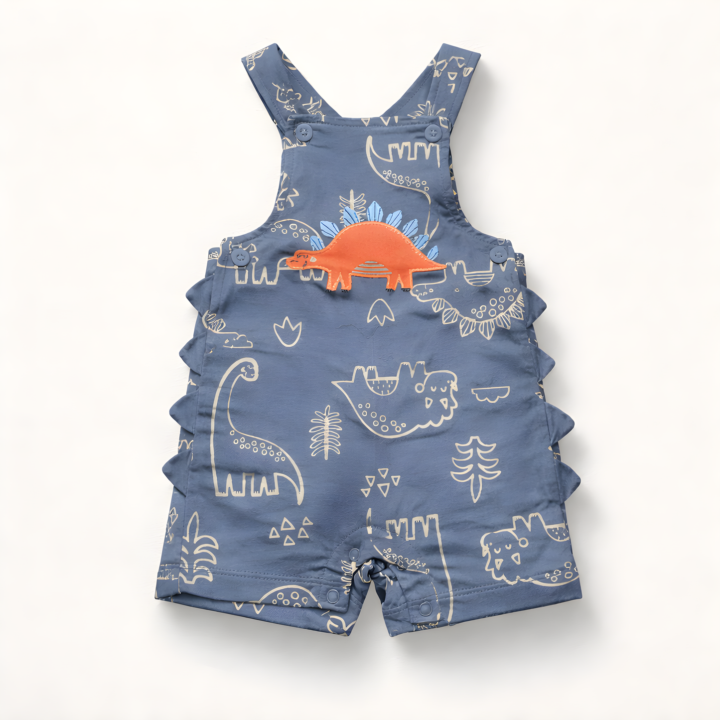 Baby Boy 3-Piece dinosaur Dungaree Outfit Set with Socks – Charcoal grey and Orange(042LH)