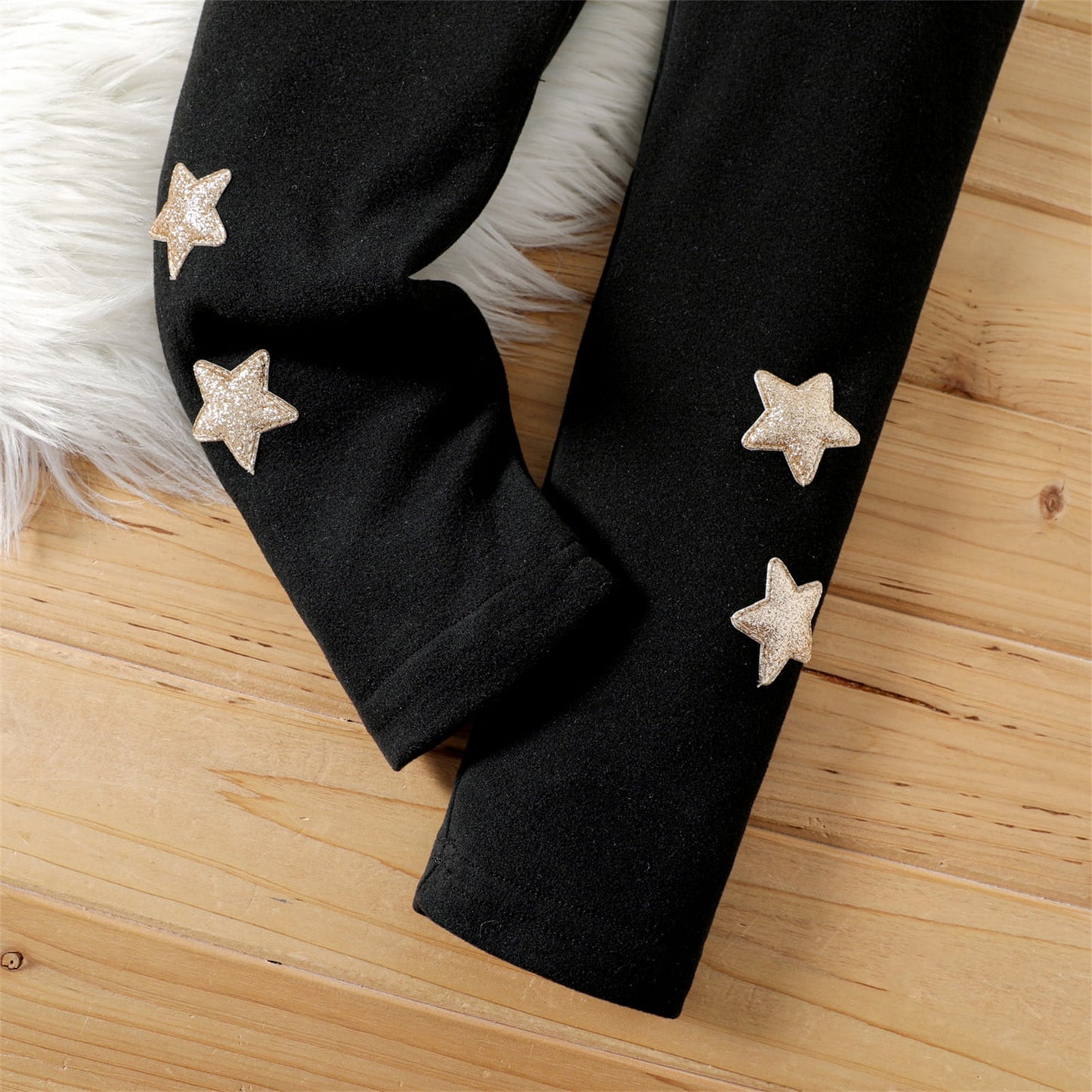 Girl Glitter Stars Embroidered Leggings