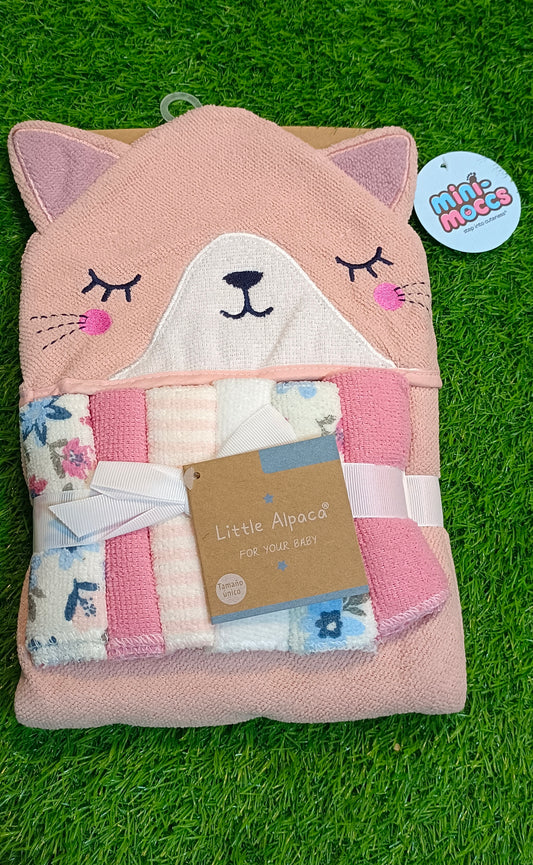 Baby 6Pcs HOODED Towel & Face Towels Set