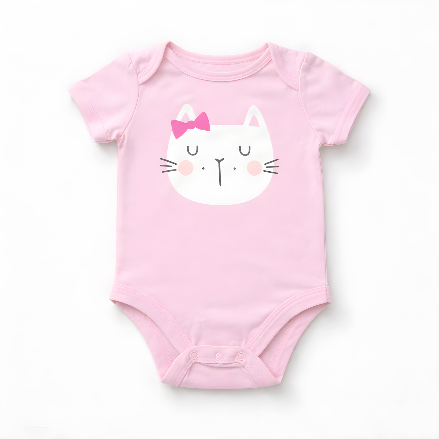 4-Piece Baby Girl Kitty Outfit Set | Pink Bodysuit, Cat Print Leggings, Headband & Shoes 042LH