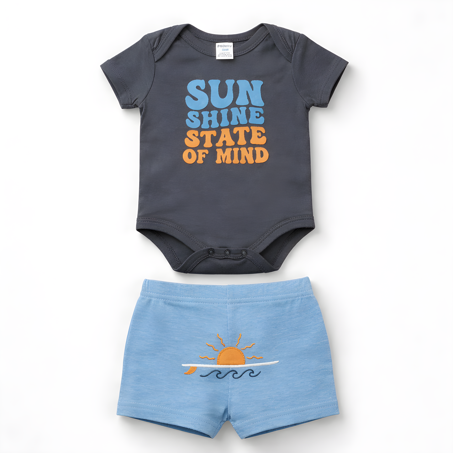 2-Pack Baby Boys Bodysuit & Bottom Set – Sunshine Print Bodysuits with Shorts 042LH