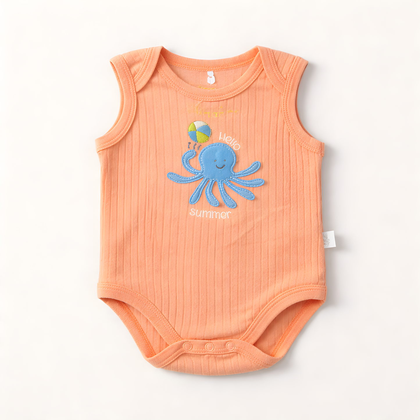 3-Piece Baby Boy Cotton Summer Outfit Set | Octopus Bodysuit, Sea animals Print T-Shirt & blue Shorts 042LH
