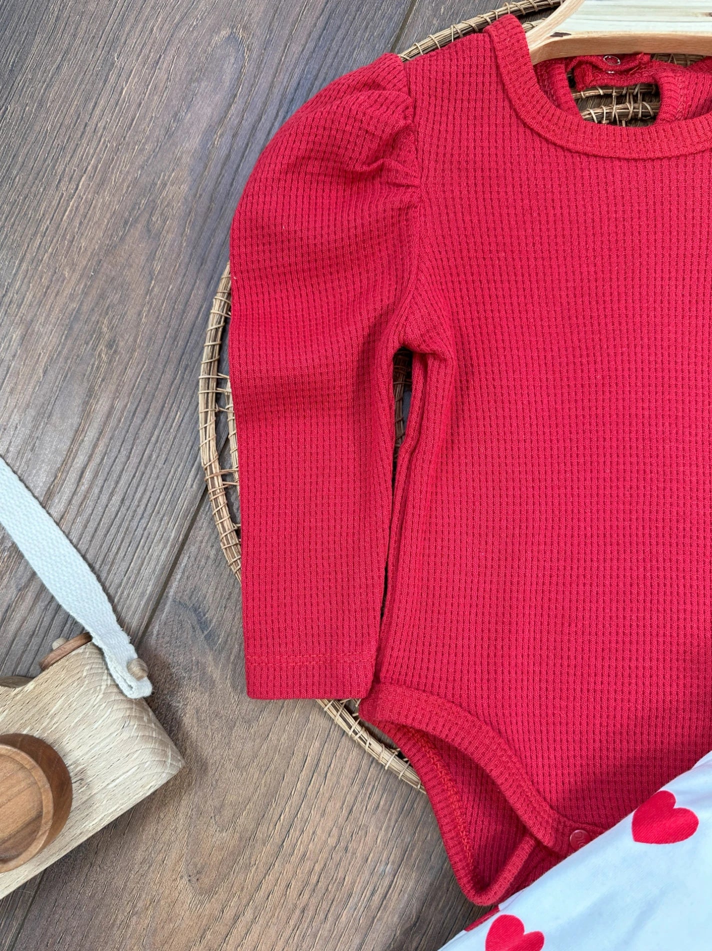 Solid Red Long-Sleeve Baby Bodysuit